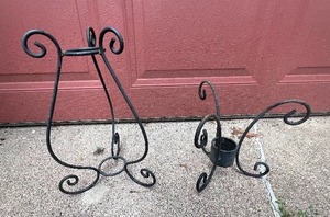 lot 463 image: Vintage Metal Candle Holders  Plant Stands