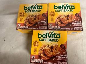 lot 140 image: 3 Boxes of Belvita Sof Baked Oats and Chocolate