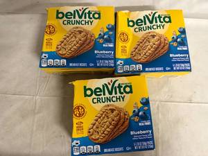 lot 142 image: 3 Boxes of Belvita Blueberry Crunchy Breakfast Wafers