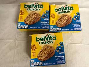 lot 146 image: 3 Boxes of Belvita Blueberry Crunchy Breakfast Wafers