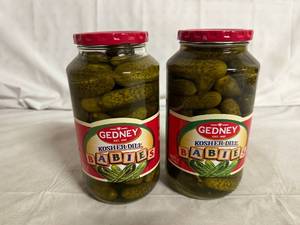 lot 163 image: 2 Jars of Gedney Kosher Dill Baby Pickles