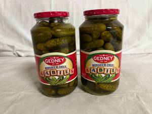 lot 166 image: 2 Jars of Gedney Kosher Dill Baby Pickles