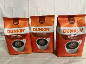 lot 195 image: 3 Bags of Dunkin Hazelnut Coffee