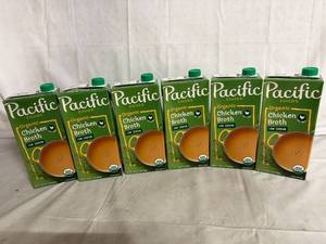 lot 200 image: 6 Boxes of Pacific Foods Organic Chicken Broth - Low Sodium
