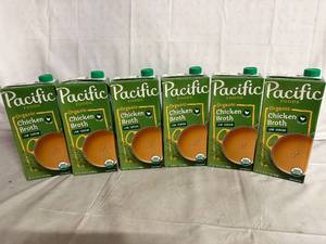 lot 201 image: 6 Boxes of Pacific Foods Organic Chicken Broth - Low Sodium