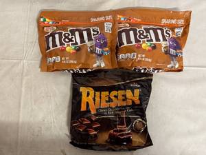 lot 222 image: 2 Carmel Cold Brew M&Ms and Riesen Chocolate