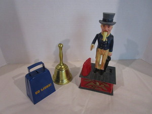 lot 144 image: Uncle Sam Bank, Metal Bells