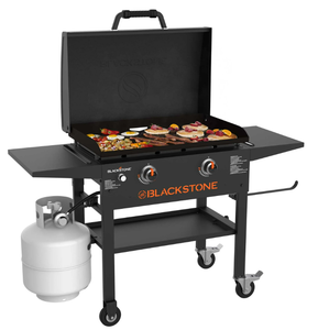 lot 7 image: Blackstone 2-Burner 28 Propane Griddle with Hood and Omnivore Griddle Plate