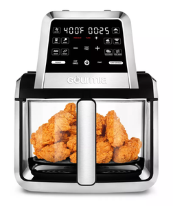 lot 40 image: Gourmia 7-Qt. Fry N Fold Digital Air Fryer with 10 Presets & Guided Cooking - Black Stainless Steel, 1500W