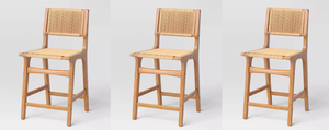 lot 65 image: LOTY OF 3 Ceylon Woven Counter Height Barstool - Threshold