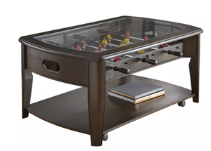 lot 94 image: Diletta Cocktail Table with Foosball Walnut - Steve Silver Rectangular, Tempered Glass Top