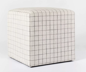 lot 132 image: Lynwood Square Upholstered Cube Ottoman - Threshold