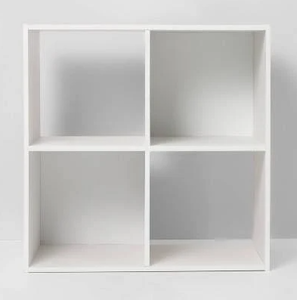 lot 133 image: LOT OF 2 Room Essentials 4 Cube Decorative Bookshelf