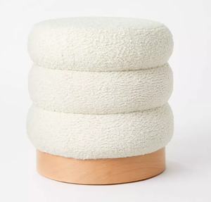 lot 135 image: Clarkdale Channel Tufted Ottoman with Wood Base - Threshold