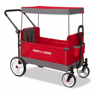 lot 218 image: Radio Flyer Convertible Kid & Cargo Stroller Wagon with Canopy Steel & Plastic Frame