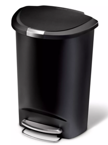 lot 302 image: Simplehuman 50L Semi Round Plastic Step Trash Can