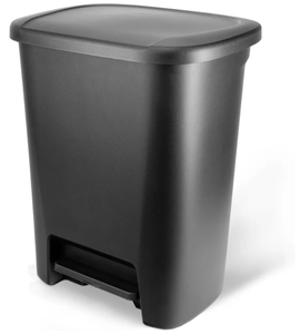 lot 305 image: Hefty 20gal XL Step Trash Can Black Polypropylene Rectangle Kitchen Garbage Can with Removable Lid