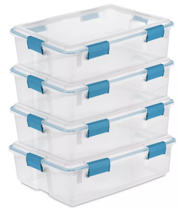 lot 307 image: 4PCS Sterilite 37 Quart Multipurpose Clear Plastic Storage Container Box