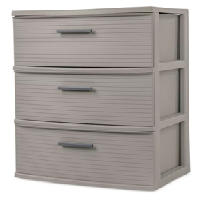 lot 348 image: LOT OF 2 3 Drawer Wide Tower Light Gray - Brightroom Plastic Storage Drawers