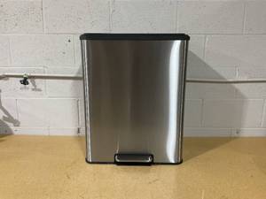 lot 304 image: WhizMax Step Dual Trash Can 16 Gallon Recycle Bins with Lid 2 Removable Wastebusket Step Pedal Large Stainless Steel