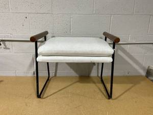 lot 310 image: Hearth and Hand Cushioned Metal & Wood Ottoman