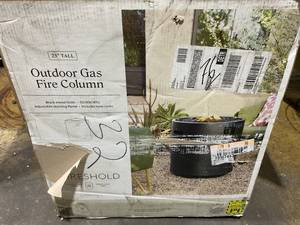 lot 118 image: Round Metal Outdoor Column Fire Pit Black - Threshold