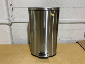 lot 120 image: 45L D Shape Step Trash Can - Brightroom Stainless Steel, 13 Gallon