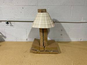 lot 371 image: Hearth and Hand Brass Accent Table Lamp with Classic Plaid Shade