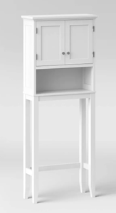 lot 171 image: Wood Space Saver Etagere White - Threshold Bathroom Etagere with Hardwood Frame, MDF Shelves, Universal Storage Cabinet