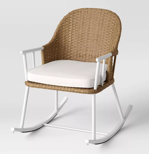 lot 179 image: Windsor Steel and Wicker Outdoor Patio Chair, Rocking Chair White - Threshold