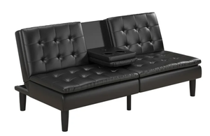 lot 402 image: Mainstays Memory Foam 71.5 Futon with Cupholder and USB