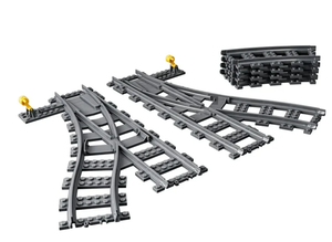 lot 403 image: LEGO City Trains Switch Tracks 60238, 6 Pieces, Toy Train Track Extension Pack, Accessory Set