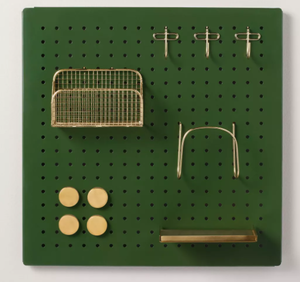 lot 429 image: Metal Pegboard Wall Organizer Set GreenGold - Hearth & Hand