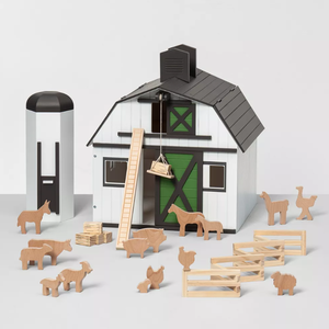 lot 434 image: Toy Barn with Animal Figurines - Hearth & Hand