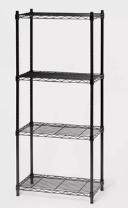 lot 440 image: 4 Tier Wire Shelving Black - Brightroom Steel Utility Storage, Adjustable Feet & Shelves, 350 lb Capacity, 54