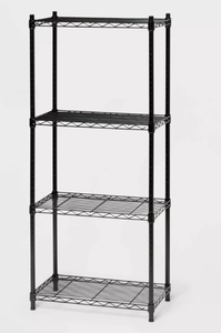 lot 458 image: 4 Tier Wire Shelving Black - Brightroom Steel Utility Storage, Adjustable Feet & Shelves, 350 lb Capacity, 54 Height