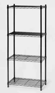lot 459 image: 4 Tier Wire Shelving Black - Brightroom Steel Utility Storage, Adjustable Feet & Shelves, 350 lb Capacity, 54 Height
