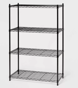 lot 462 image: 4 Tier Wide Wire Shelving Black - Brightroom Steel Storage Shelves, Adjustable Wire Rack, 350 lb Capacity