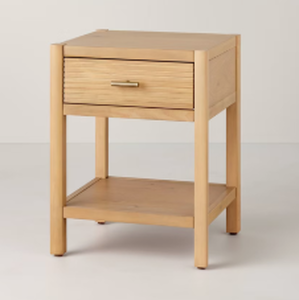 lot 180 image: Hearth & Hand Magnolia Wood End Table Side Drawer Traditional Rustic Natural