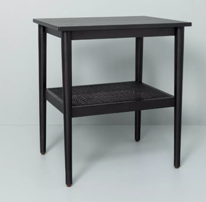 lot 187 image: Wood & Cane Accent Side Table Black - Hearth & Hand with Magnolia