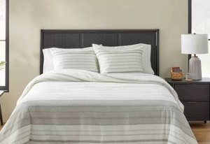 lot 190 image: Hearth & Hand with Magnolia Alternating Pinstripe Comforter & Sham Set