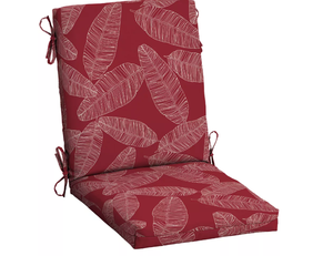 lot 191 image: LOT OF 5 ARDEN Outdoor Dining Chair Cushion 20 x 20 Red Leaf Palm