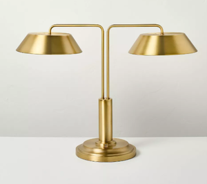 lot 299 image: Brass Double-Shaded Table Lamp - Hearth & Hand with Magnolia