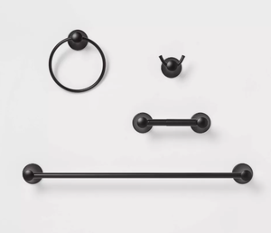 lot 377 image: 4pc Casual Bath Hardware Set Black Finish - Threshold