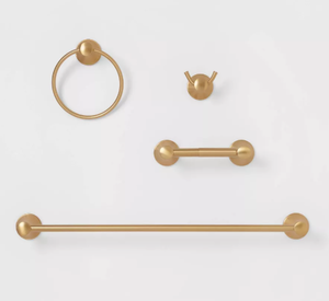 lot 380 image: 4pc Casual Bath Hardware Set Brass Finish - Threshold
