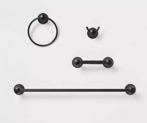 lot 381 image: 4pc Casual Bath Hardware Set Black Finish - Threshold