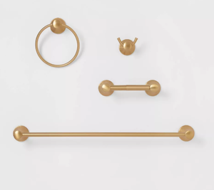 lot 382 image: 4pc Casual Bath Hardware Set Brass Finish - Threshold