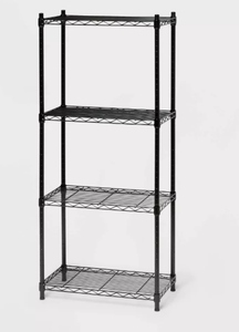 lot 387 image: 4 Tier Wire Shelving Black - Brightroom Steel Utility Storage, Adjustable Feet & Shelves, 350 lb Capacity, 54 Height