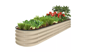 lot 389 image: Best Choice Products 8x2x1ft Outdoor Metal Raised Oval Garden Bed, Planter Box for Vegetables, Flowers