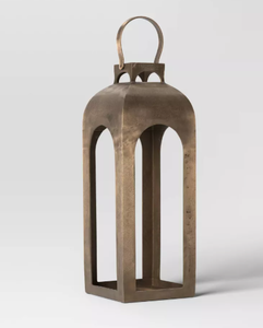 lot 393 image: Pillar Cast Aluminum Lantern Candle Holders Gold - Threshold